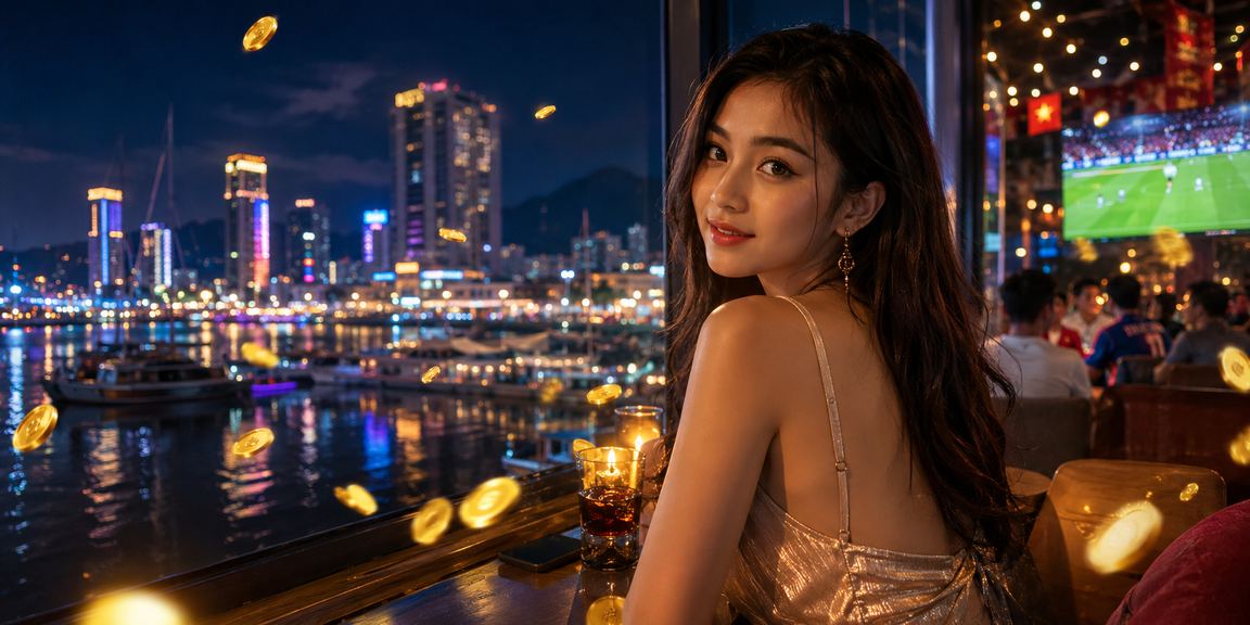 Người dùng Nha Trang xem danh mục casino trên điện thoại trong quán cà phê
