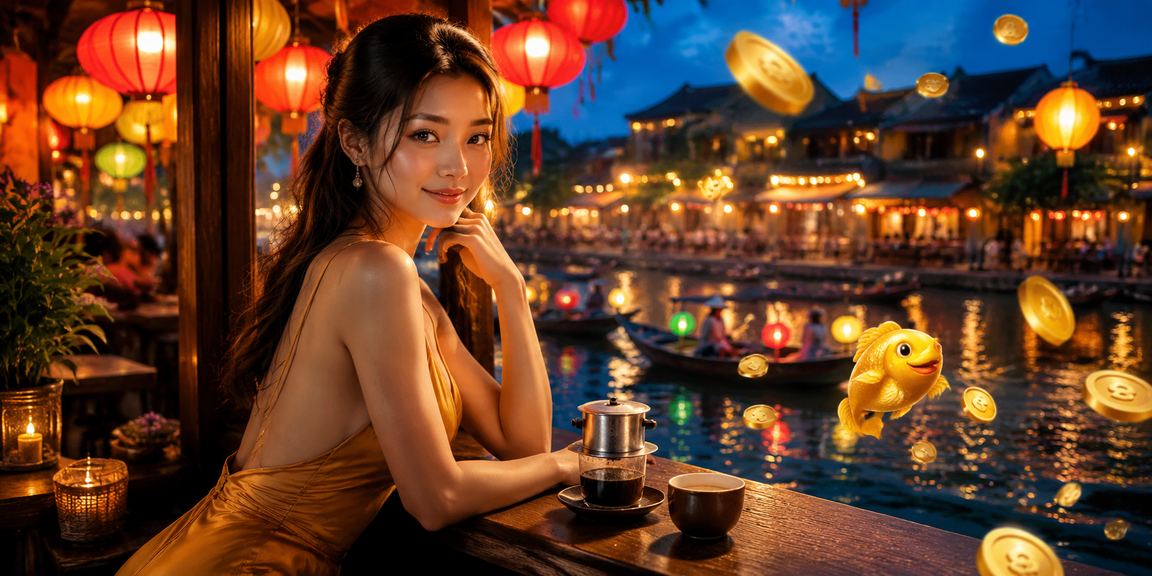 Không gian casino hiện đại tại Việt Nam với bàn chơi bài và ánh đèn ấm lịch sự